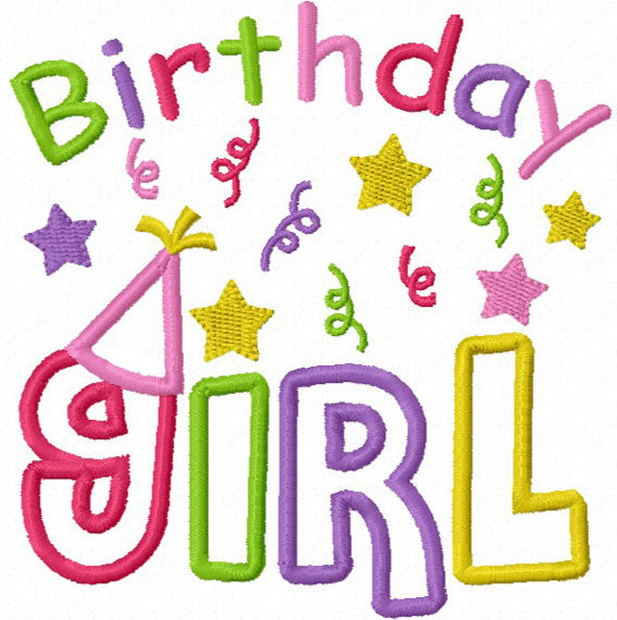 Birthday Girl Applique Machine Embroidery Design NO:1166