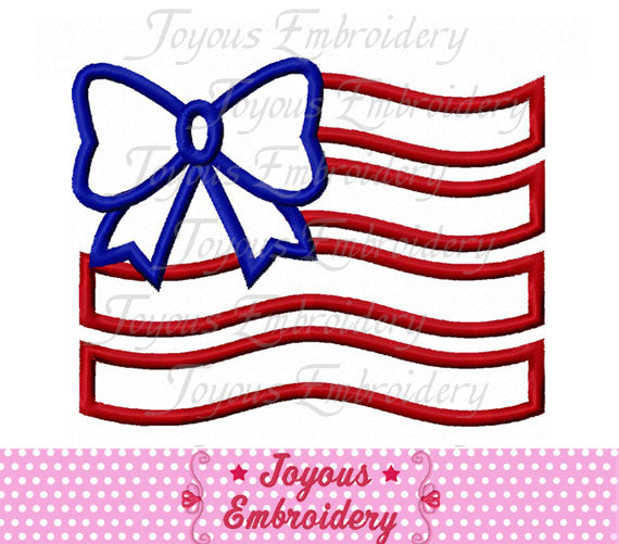 Instant Download 4th of July Bow Flag Applique Embroidery Design NO:2473