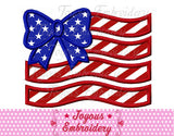 Instant Download 4th of July Bow Flag Applique Embroidery Design NO:2473