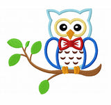 Boy Owl On Branch Applique Machine Embroidery Design,Owl applique,Owl embroidery design NO:1331