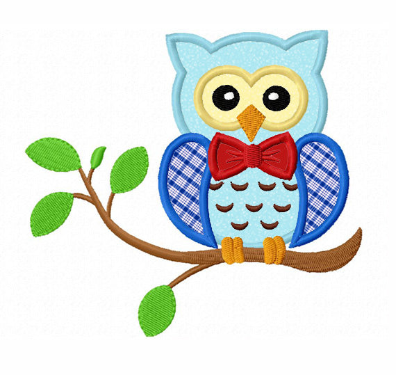 Boy Owl On Branch Applique Machine Embroidery Design,Owl applique,Owl embroidery design NO:1331