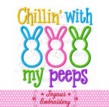 Chillin with my peeps Bunny Applique Embroidery Machine Design NO:2289