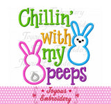 Chillin with my peeps Bunny Applique Embroidery Design NO:2302