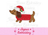Christmas Dachshund Applique Machine Embroidery Design NO:1409