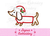 Christmas Dachshund Applique Machine Embroidery Design NO:1409
