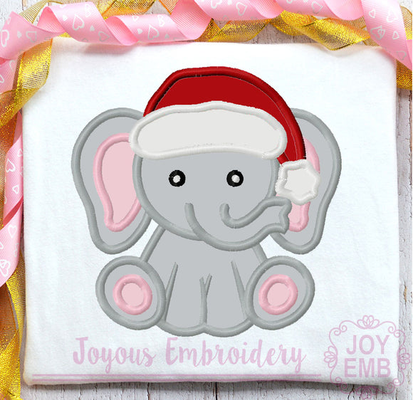 Christmas Elephant Applique Machine Embroidery Design