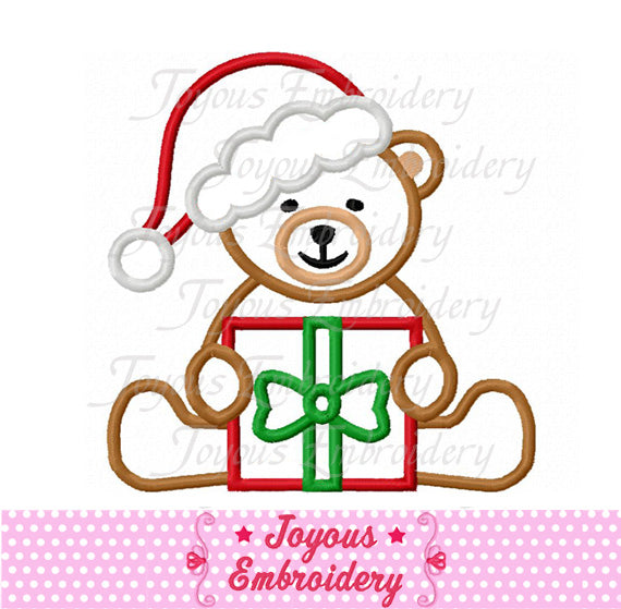 Christmas Teddy Bear Applique Embroidery Design NO:1639