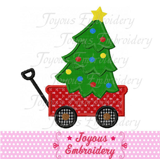 Christmas Wagon Tree Applique Machine Embroidery Design NO:1245