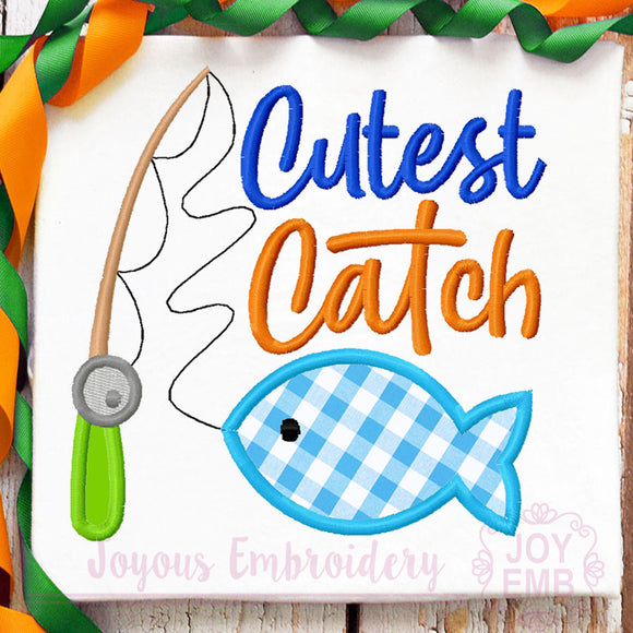 Cutest Catch Fish Applique Machine Embroidery Design