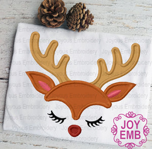 Christmas Reindeer Face Applique Machine Embroidery Design NO:2647