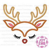 Christmas Reindeer Face Applique Machine Embroidery Design NO:2647