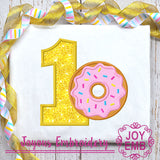 First birthday Donut applique Machine embroidery file NO:3019