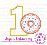 First birthday Donut applique Machine embroidery file NO:3019