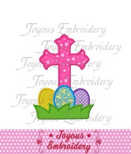 Easter Eggs Cross Applique Machine Embroidery Design NO:1489