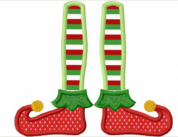 Christmas Elf Boots Applique Machine Embroidery Design NO:1237