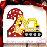 Excavator Number 2 Applique Machine Embroidery Deisng