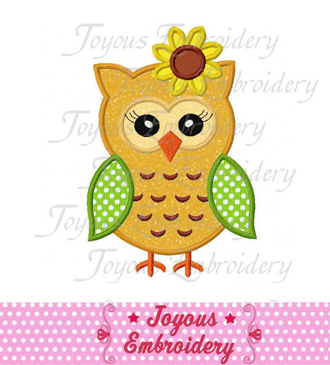 Fall Girl Owl Applique Embroidery Design NO:1554
