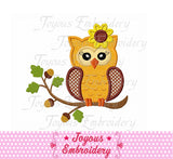 Fall Girl Owl Applique Machine Embroidery Design NO:1396