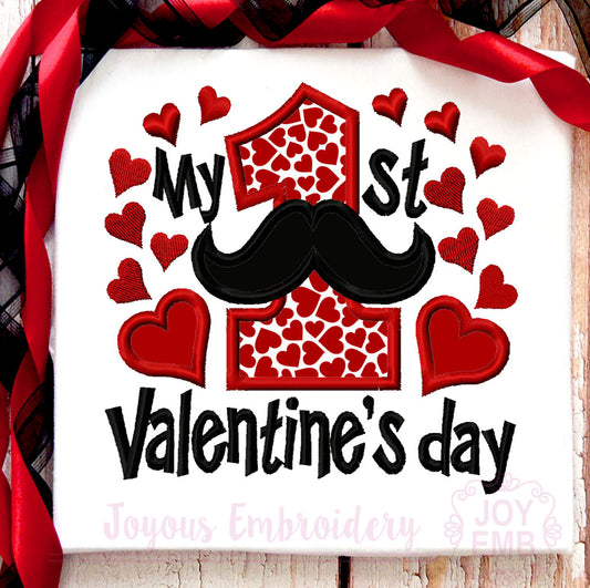 First Valentines Day Applique Machine Embroidery Design