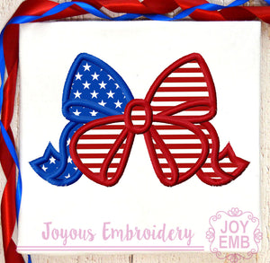 4th of July Bow Applique Machine Embroidery