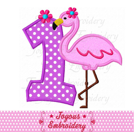 Flamingo Number 1 Applique Machine Embroidery Design NO:2140
