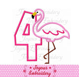 Flamingo Number 4 Applique Machine Embroidery Design NO:2111