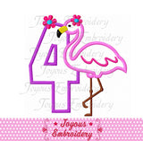 Flamingo Number 4 Applique Machine Embroidery Design NO:2140