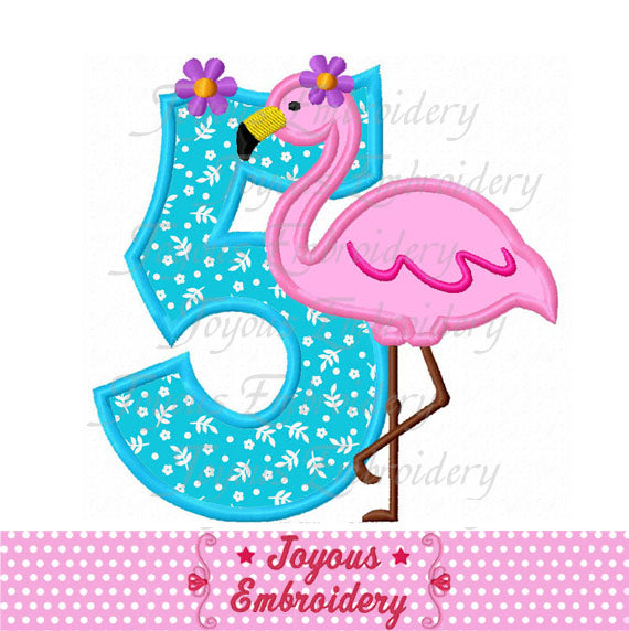 Flamingo Number 5 Applique Machine Embroidery Design NO:2140