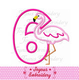 Flamingo Number 6 Applique Embroidery Design NO:2111