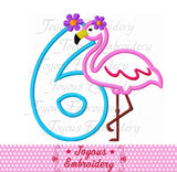 Flamingo Number 6 Applique Machine Embroidery Design NO:2140