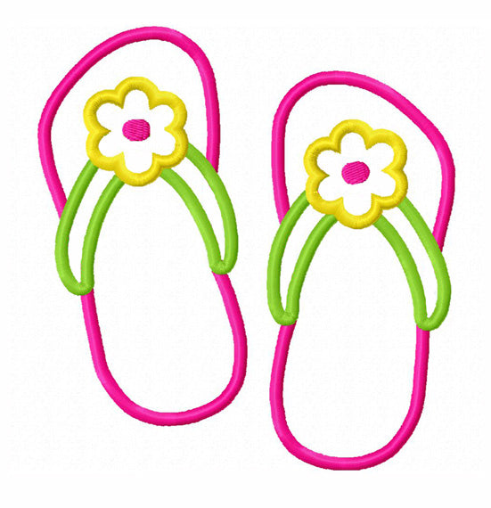 Instant Download Flower Flip Flops Applique Machine Embroidery Design NO:1326
