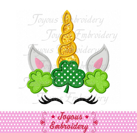 St.Patrick's Unicorn With Clover Applique Machine Embroidery Design NO:2441