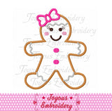 Christmas Gingerbread Girls Applique Machine Embroidery Design NO:2241