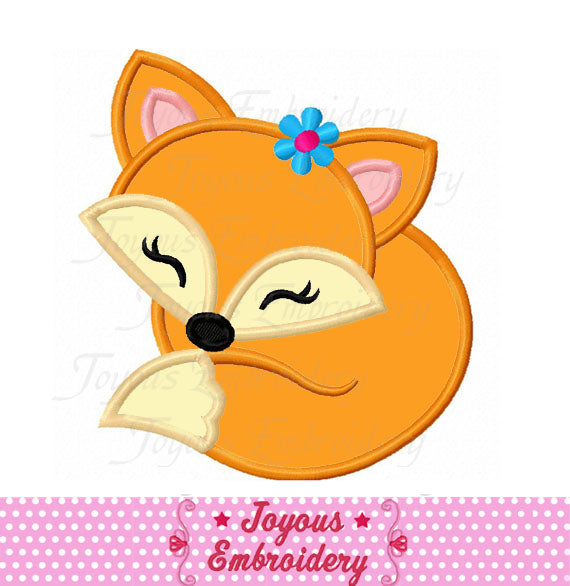 Instant Download Girl Fox Applique Embroidery Machine Design NO:2485