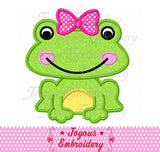 Girl Frog Applique Machine Embroidery Design,Spring applique,Animal applique,Girls applique ,Instant download applique design NO:1742