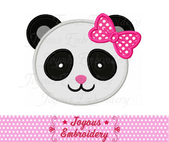 Instant Download Girl Panda Face Applique Machine Embroidery Design NO:2054
