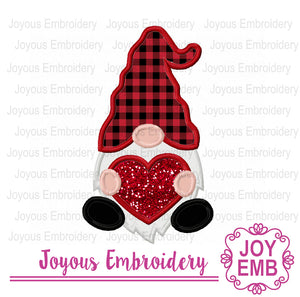 Valentines day Gnome applique Machine Embroidery NO:3456
