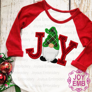Christmas Gnome JOY Applique Machine Embroidery Design NO:2649
