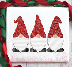 Christmas Gnome Sketch Stitch Machine Embroidery Design