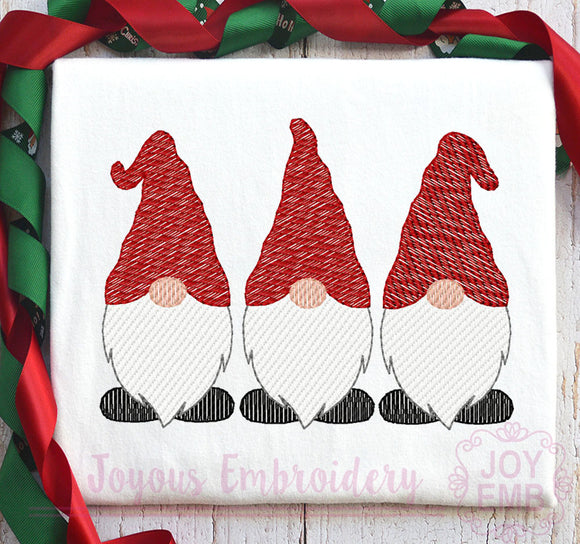 Christmas Gnome Sketch Stitch Embroidery Design