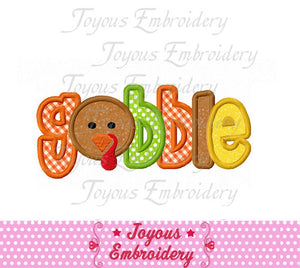 Thanksgiving Turkey Gobble Applique Embroidery Design NO:1545