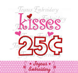 Valentines Day Kisses Applique Machine Embroidery Design NO:1451