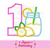 Lemonade Jar Numbers 1-9 Applique Machine Embroidery Design NO:2118
