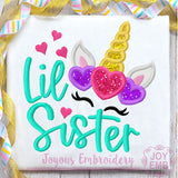 Little Sister Unicorn Applique Machine Embroidery Design NO:3486