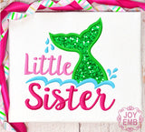 Little Sister Mermaid Tail Applique Machine Embroidery Design