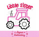 Little Sister Tractor Applique Machine Embroidery Design NO:2074