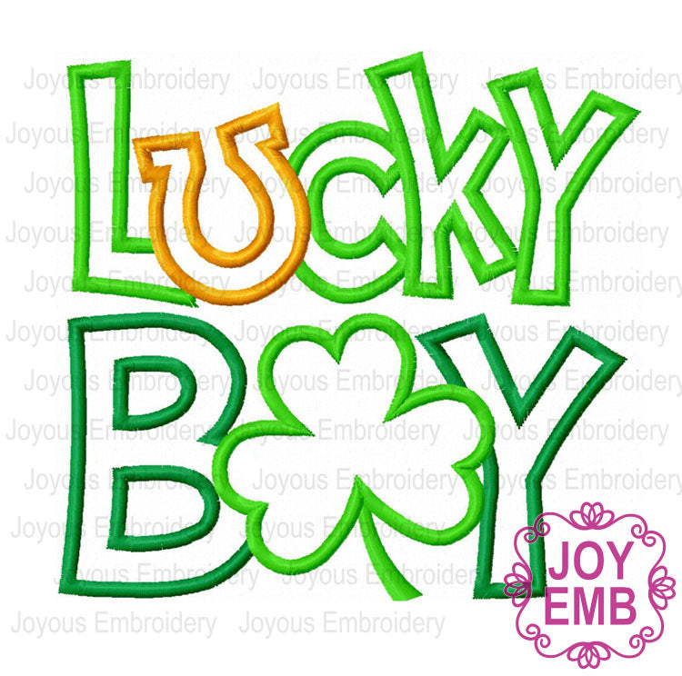 St.Patrick's Day Lucky Boy Clover Applique Machine Embroidery Design NO:2684