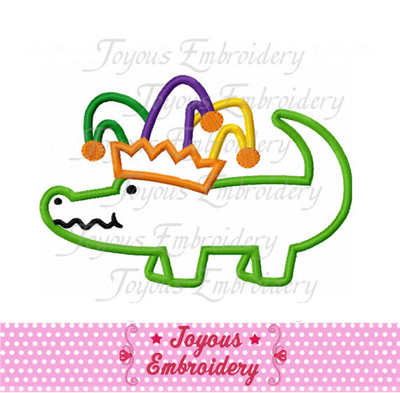 Mardi Gras Alligator Applique Machine Embroidery Design NO:1932