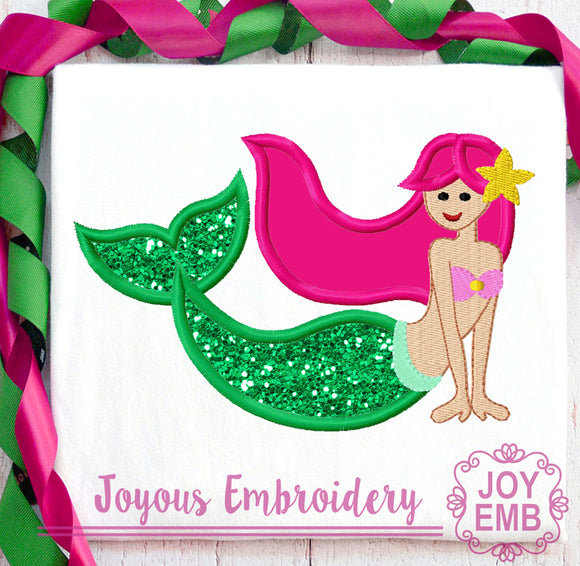 Mermaid Applique Machine Embroidery Design