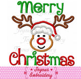 Merry Christmas Reindeer Applique Embroidery Design NO:1651